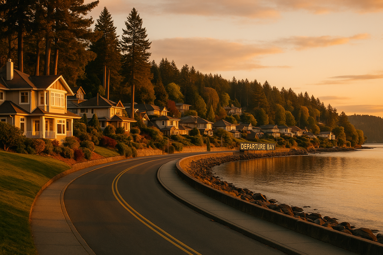 Departure Bay coastal community with ferry access